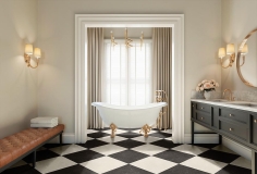 Contemporary classic luxury batheoom with marble floor