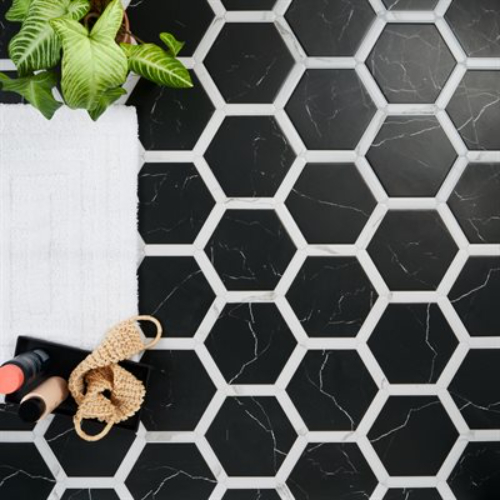 Zemira Nero Black 9" Hexagon