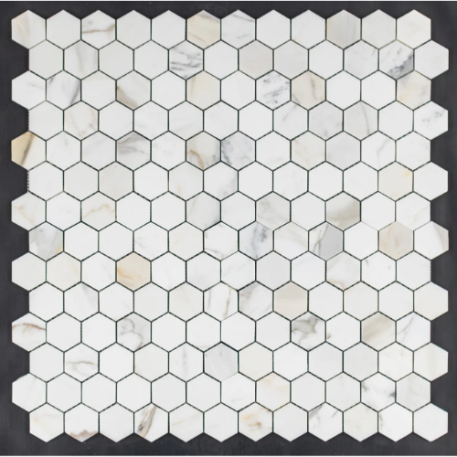 Calacatta Gold 2" Hexagon Mosaic Honed