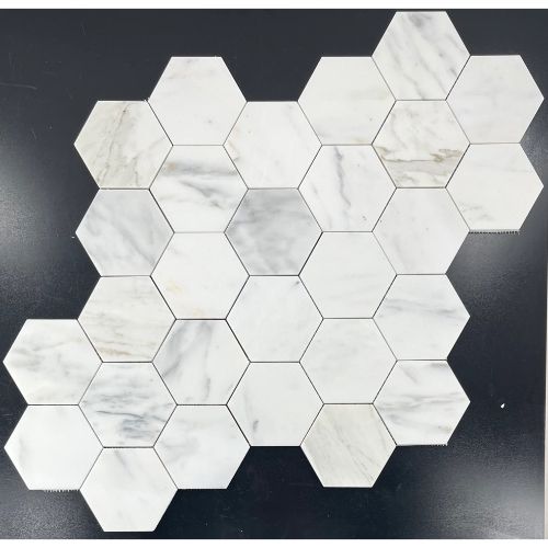Calacatta Gold 5" Hexagon Mosaic Honed