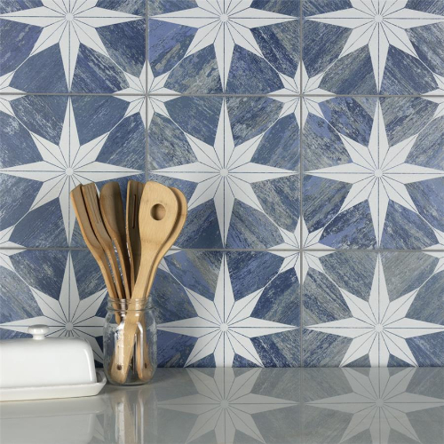 Cassis Stella Blue Day 9-3/4" x 9-3/4" Porcelain F/W Tile