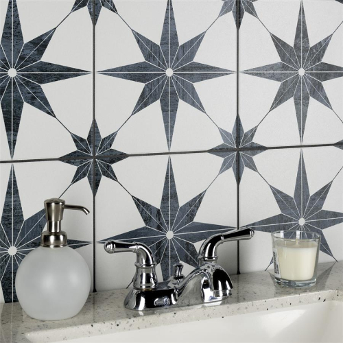 Cassis Stella Black 9-3/4" x 9-3/4" Porcelain F/W Tile