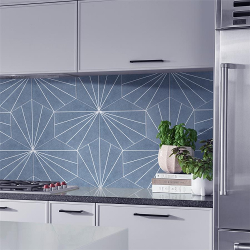 Aster Hex Azul 8-5/8"x9-7/8" Porcelain F/W Tile