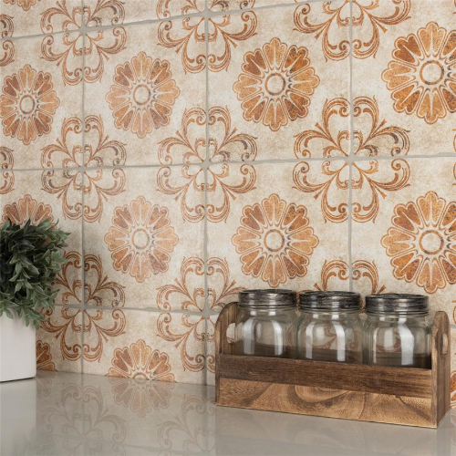 Costa Arena 6 Decor Fleur 7-3/4"x7-3/4" Ceramic F/W Tile