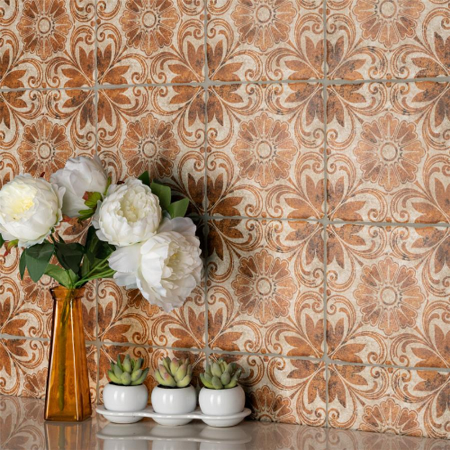 Costa Arena 1 Decor Dahlia 7-3/4"x7-3/4" Ceramic F/W Tile