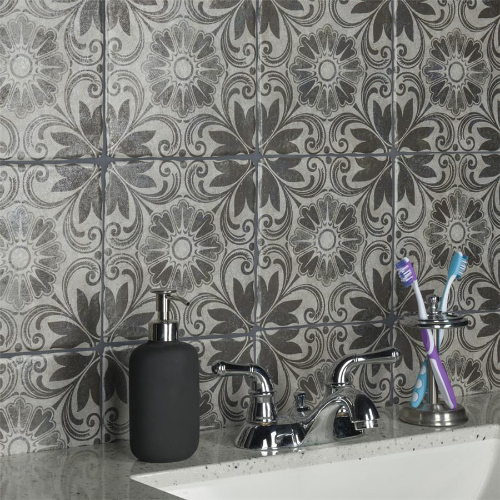 Costa Cendra 1 Decor Dahlia 7-3/4"x7-3/4" Ceramic F/W Tile