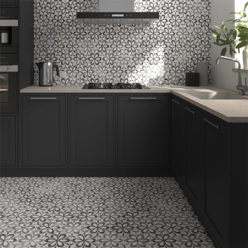 Classico Bardiglio Hex Daisy 7"x8" Porcelain F/W Tile