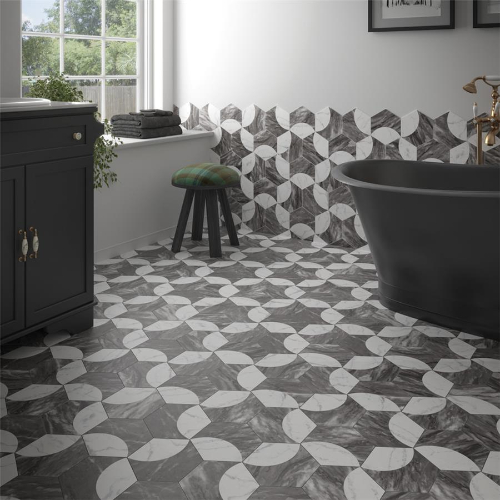 Classico Bardiglio Hex Moon Carrara 7"x8" Porcelain F/W Tile