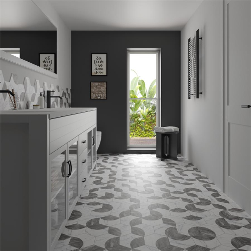 Classico Bardiglio Hex Moon Dark 7"x8" Porcelain F/W Tile