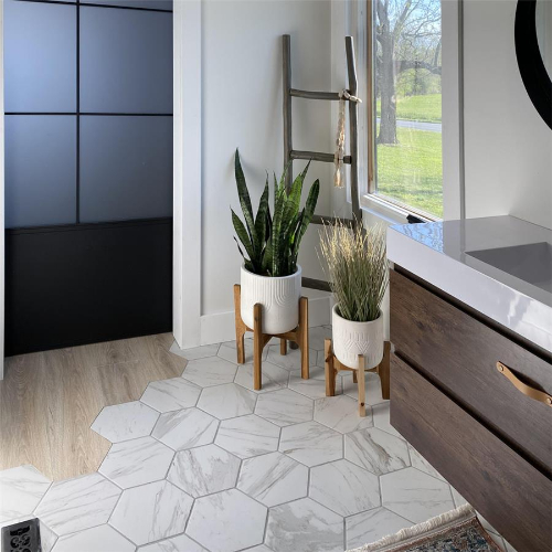 Classico Carrara Hexagon 7"x8" Porcelain F/W Tile