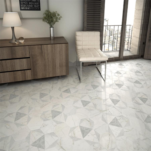 Classico Carrara Hexagon Peak 7"x8" Porcelain F/W Tile