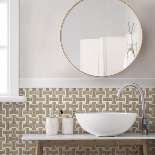 Llama Dog Bone Bsktwv Noce/Calacatta Dot 10"x10" Porc Mos