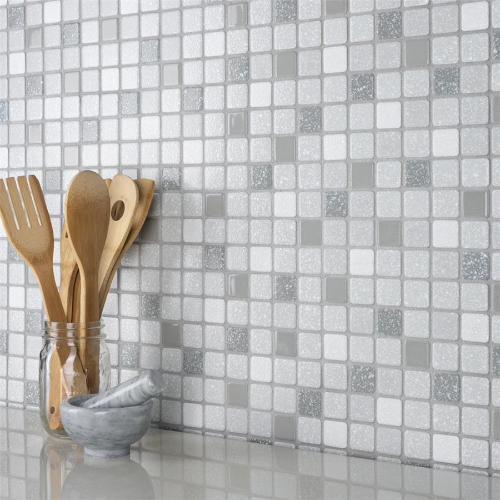 Crystalline Square Grey 12"x12" Porcelain Mosaic