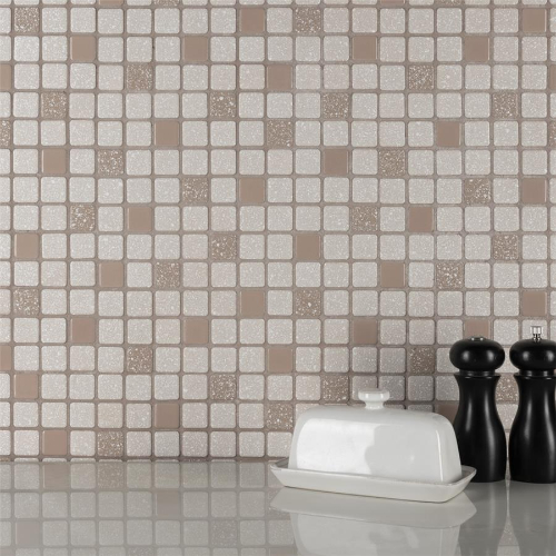 Crystalline Square Beige 12"x12" Porcelain Mosaic