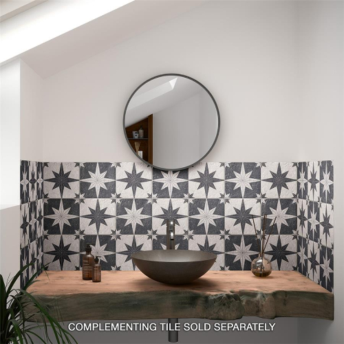 Compass Star White Stone 8"x8" Porcelain F/W Tile