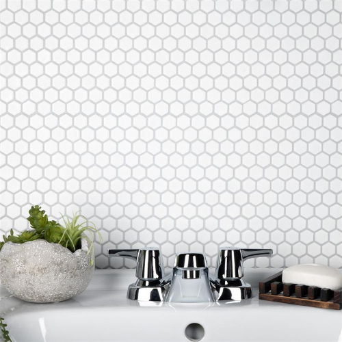 Colmena Hex Matte White 11-1/2"x11-5/8" Porcelain Mosaic