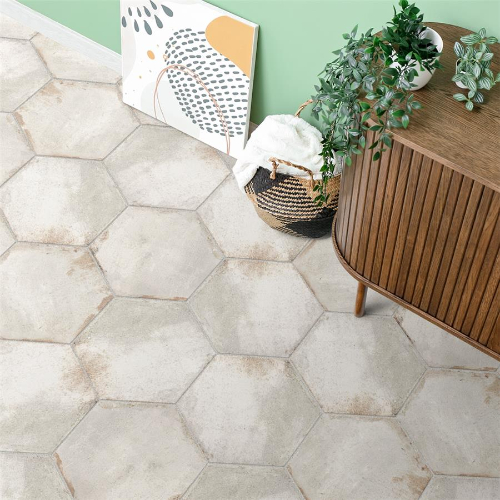 D'Anticatto Hex Bianco 11"x12-3/4" Porcelain F/W Tile