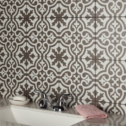 Berkeley Charcoal Brown 17-5/8"x17-5/8" Ceramic F/W Tile