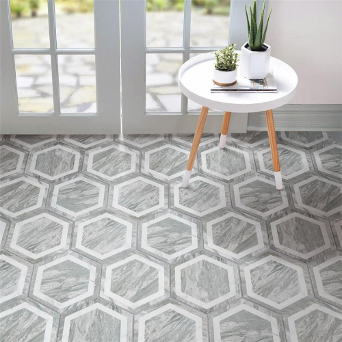 Marbilia Hex Bardiglio White Geo w/Biotech 11"x13" Por F/W T