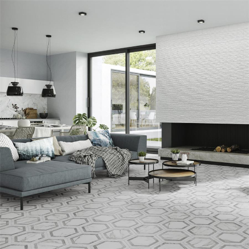 Marbilia Hex Venato Grey Geo w/Biotech 11"x13" Porc F/W Tile