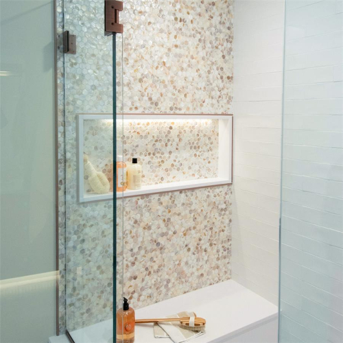 Conchella Hexagon Natural 11-1/2"x11-5/8" Nat Seashell Mos