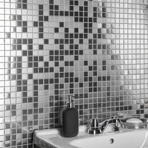 Alloy Square 11-7/8" x11-7/8" Stainless Steel Porcelain Mosa