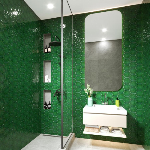 Viva Hex Antic Verde 5-7/8" x 6-3/4" Ceramic Wall Tile