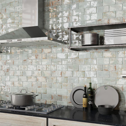 Biarritz Green 3"x6" Ceramic Wall Subway Tile