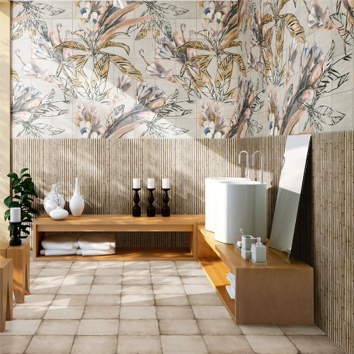 Bamboo Haven Sandy White 5-7/8"x11-7/8" Ceramic Wall Tile