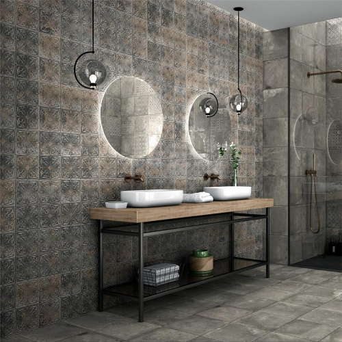 Antigua Lis Black 13"x13" Porcelain Wall Tile